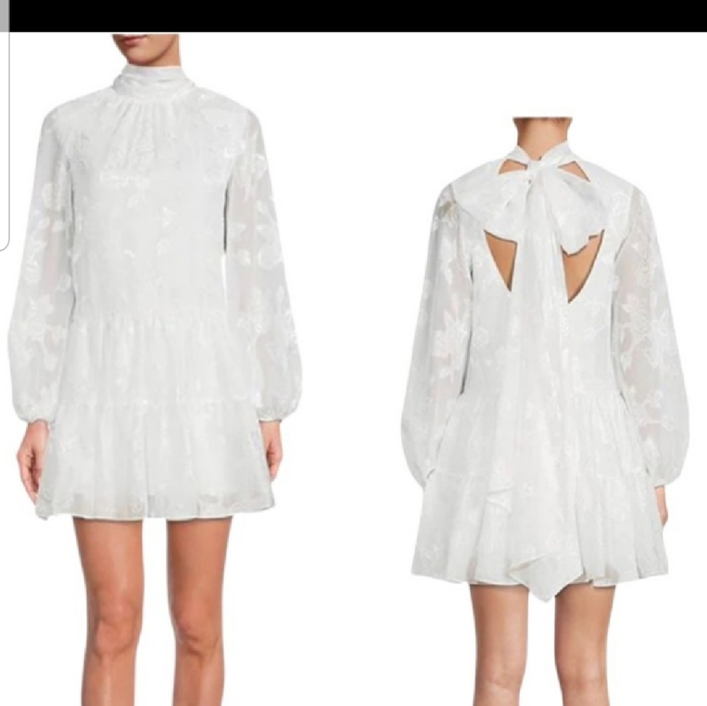 Belle Badgley Mischka Ivory Halter Formal Ansley Size 12  Mini Dress …